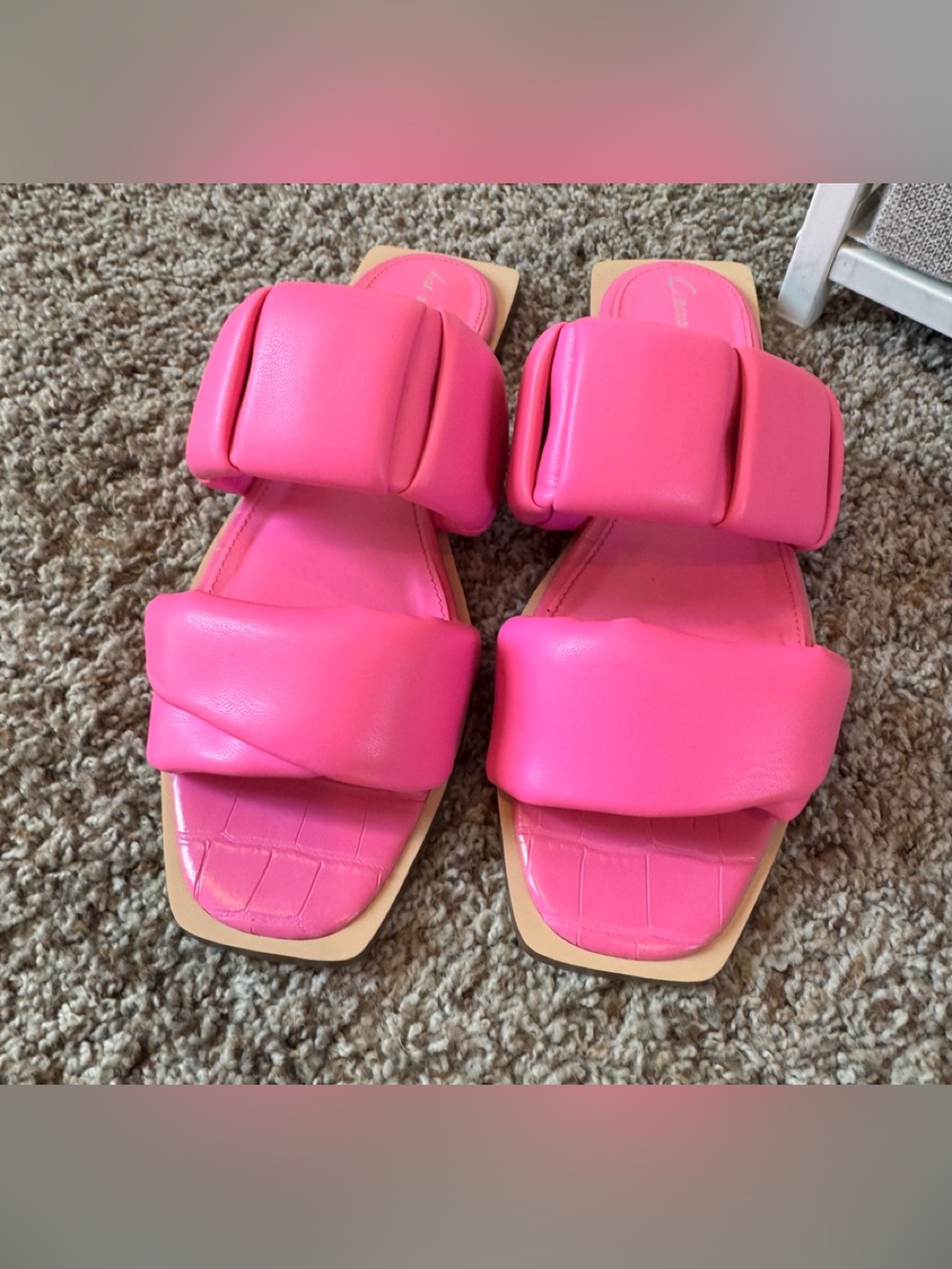 Sam Edelman Pink Padded Double-Strap Slide Sandals